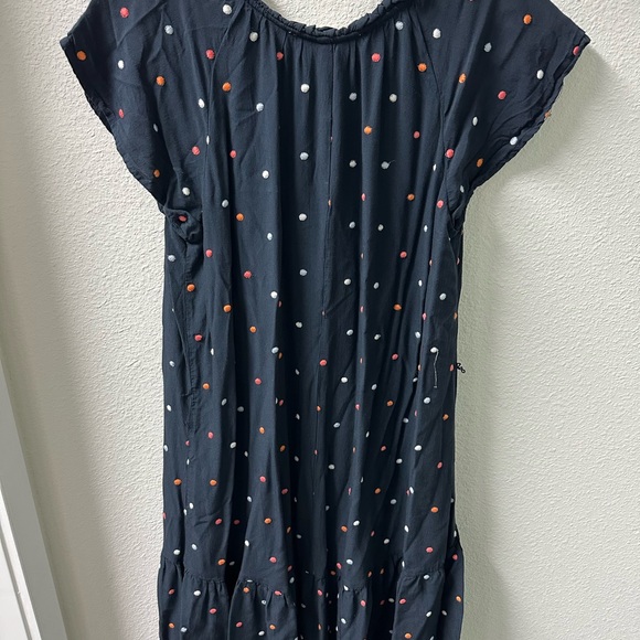Loft Navy Blue Polkadot Short Sleeve Dress size XS - Picture 2 of 5